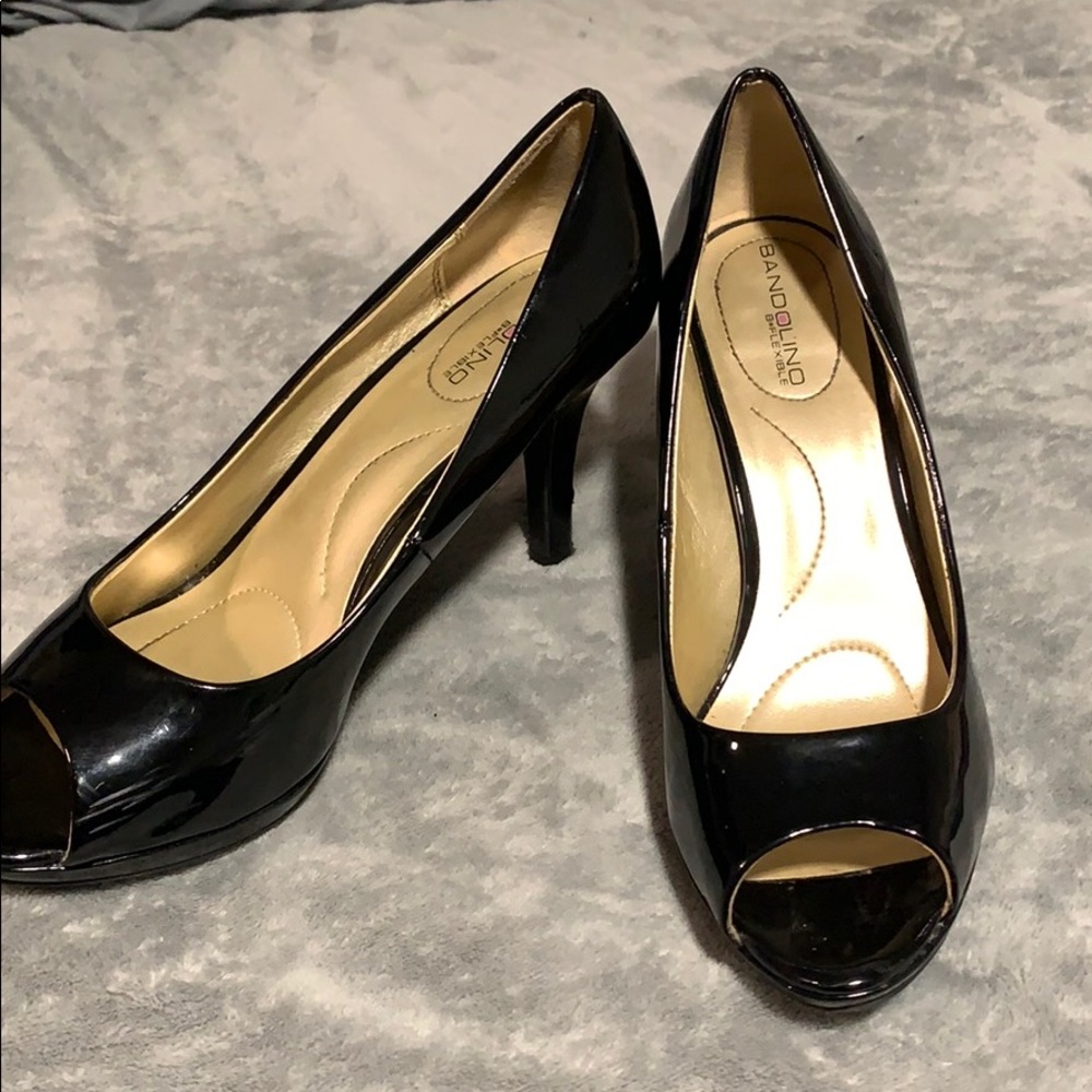 Black open toe heels